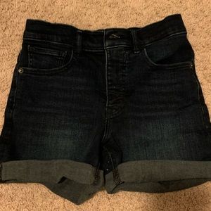 Express High-waisted midi jean shorts